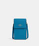 COACH®,NORTH SOUTH PHONE CROSSBODY,Everyday,Silver/Electric Blue,Front View