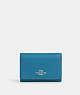 COACH®,MICRO WALLET,Leather,Silver/Electric Blue,Front View