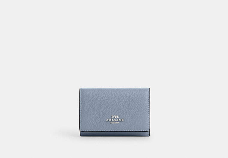 COACH®,MICRO WALLET,Leather,Silver/Grey Mist,Front View