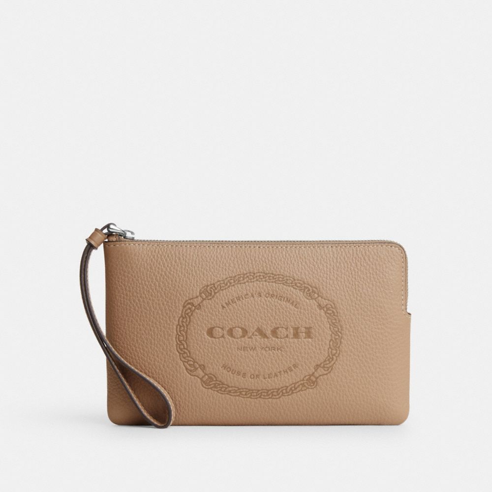 COACH® Large Corner Zip Wristlet With Coach Heritage