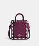 COACH®,NORTH SOUTH MINI TOTE WITH RIVETS,Mixed Material,Mini,Silver/Deep Berry,Front View