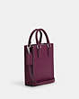 COACH®,NORTH SOUTH MINI TOTE WITH RIVETS,Mixed Material,Mini,Silver/Deep Berry,Angle View