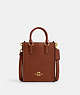 COACH®,NORTH SOUTH MINI TOTE,Mixed Materials,Gold/Redwood,Front View
