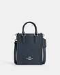 COACH®,NORTH SOUTH MINI TOTE,Mixed Materials,Silver/Denim,Front View