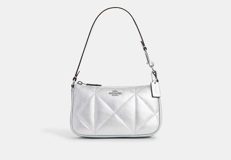 COACH®,NOLITA 19 WITH PUFFY DIAMOND QUILTING,Leather,Silver/Metallic Silver,Front View