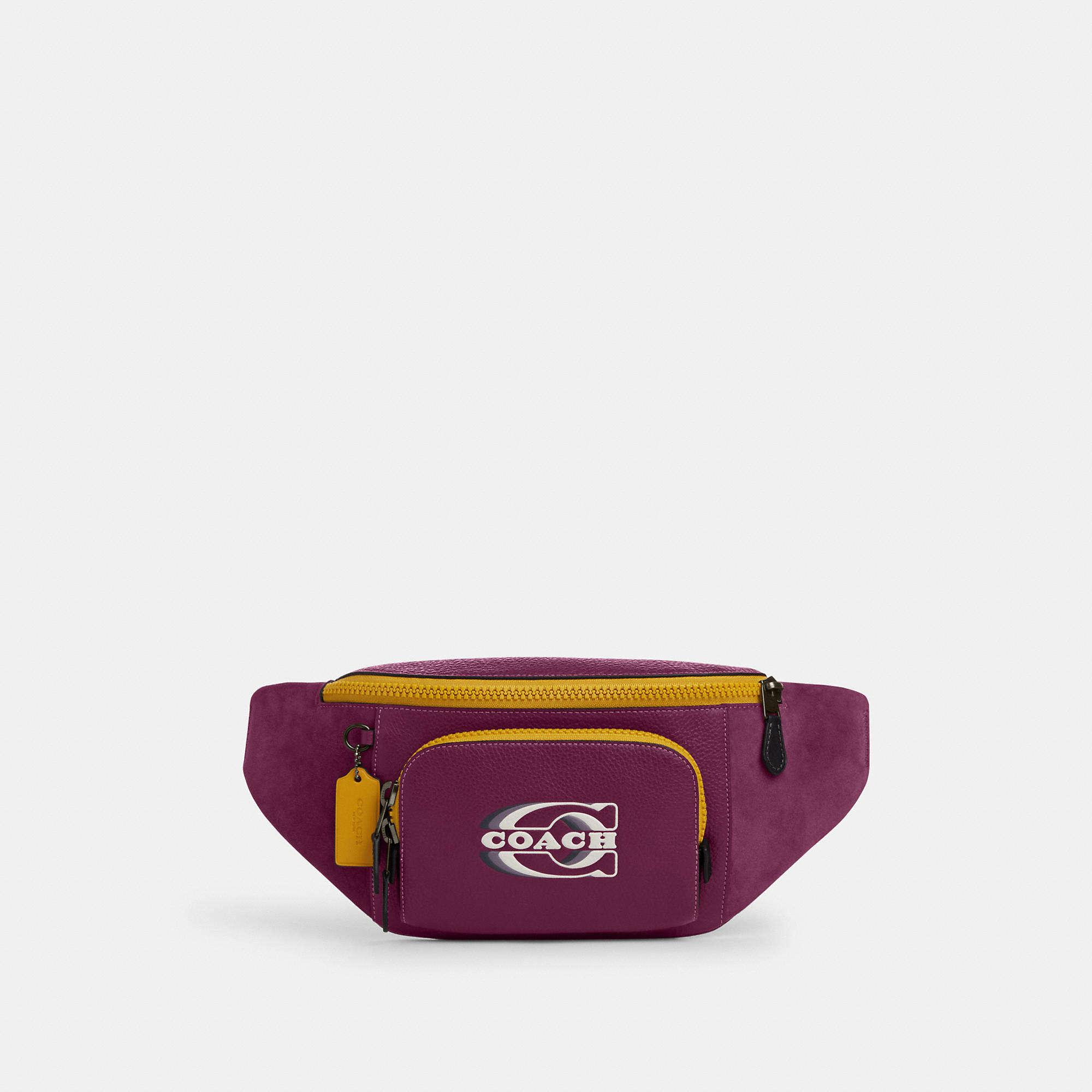 Coach Outlet Track Belt Bag In Colorblock With Coach Stamp In Purple