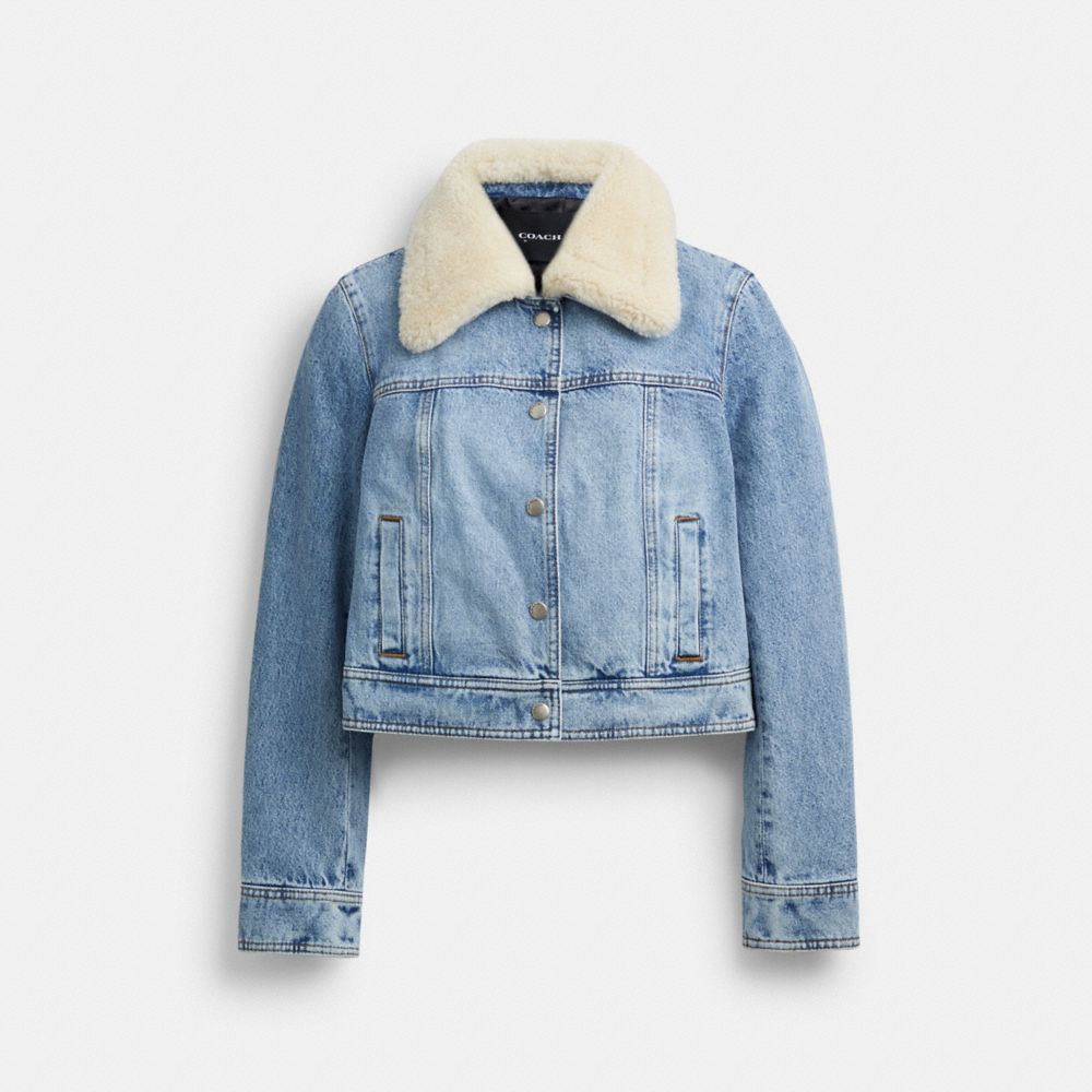 Denim jacket on sale with sheepskin collar