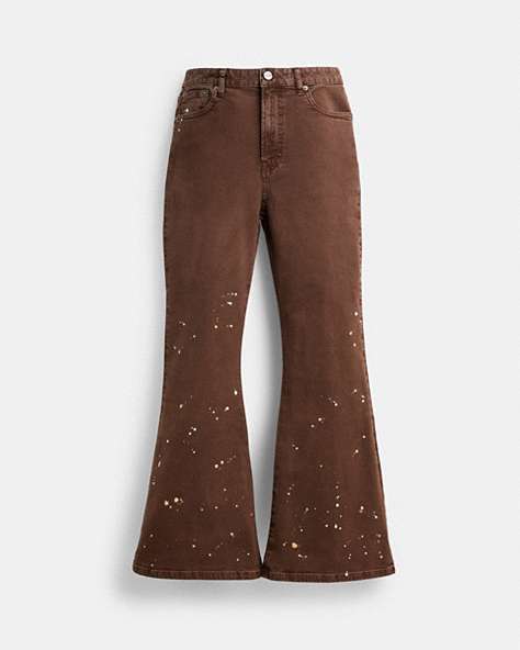 COACH®,CANVAS BOOT CUT JEANS,Runway,Brown,Front View