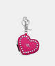 COACH®,HEART POUCH WITH RIVETS,Mixed Material,Silver/Cerise,Front View
