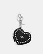 COACH®,HEART POUCH WITH RIVETS,Mixed Material,Silver/Black,Front View