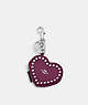 COACH®,HEART POUCH WITH RIVETS,Mixed Material,Silver/Deep Berry,Front View