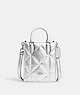 COACH®,NORTH SOUTH MINI TOTE WITH PUFFY DIAMOND QUILTING,Leather,Mini,Silver/Metallic Silver,Front View
