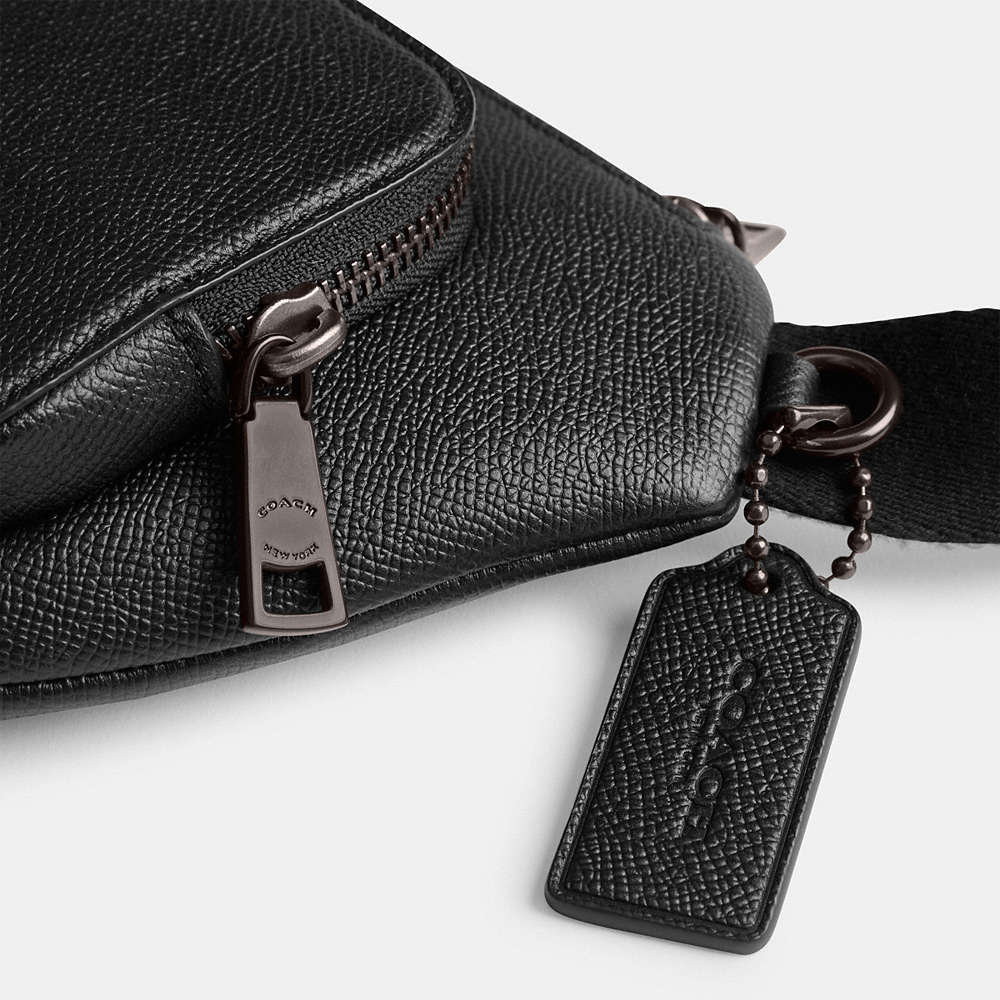 Shop Coach Belt Bag With Signature Canvas Interior Detail In Black