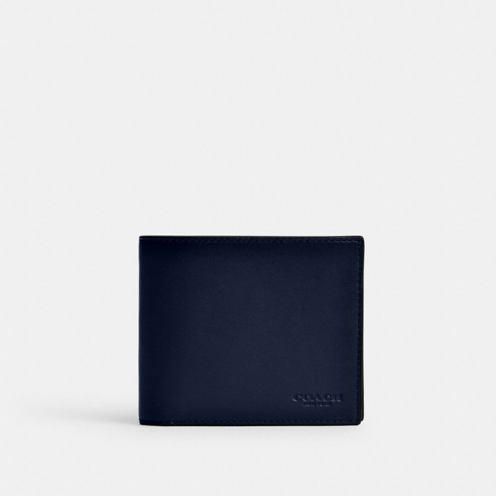 Coach Men's Leather 3-in-1 Wallet - Deep Blue - Size
