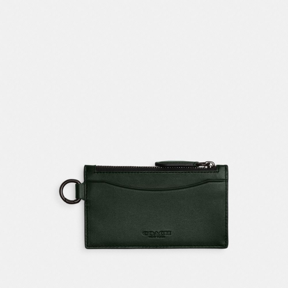 Coach Leather Zip Card Case - Black