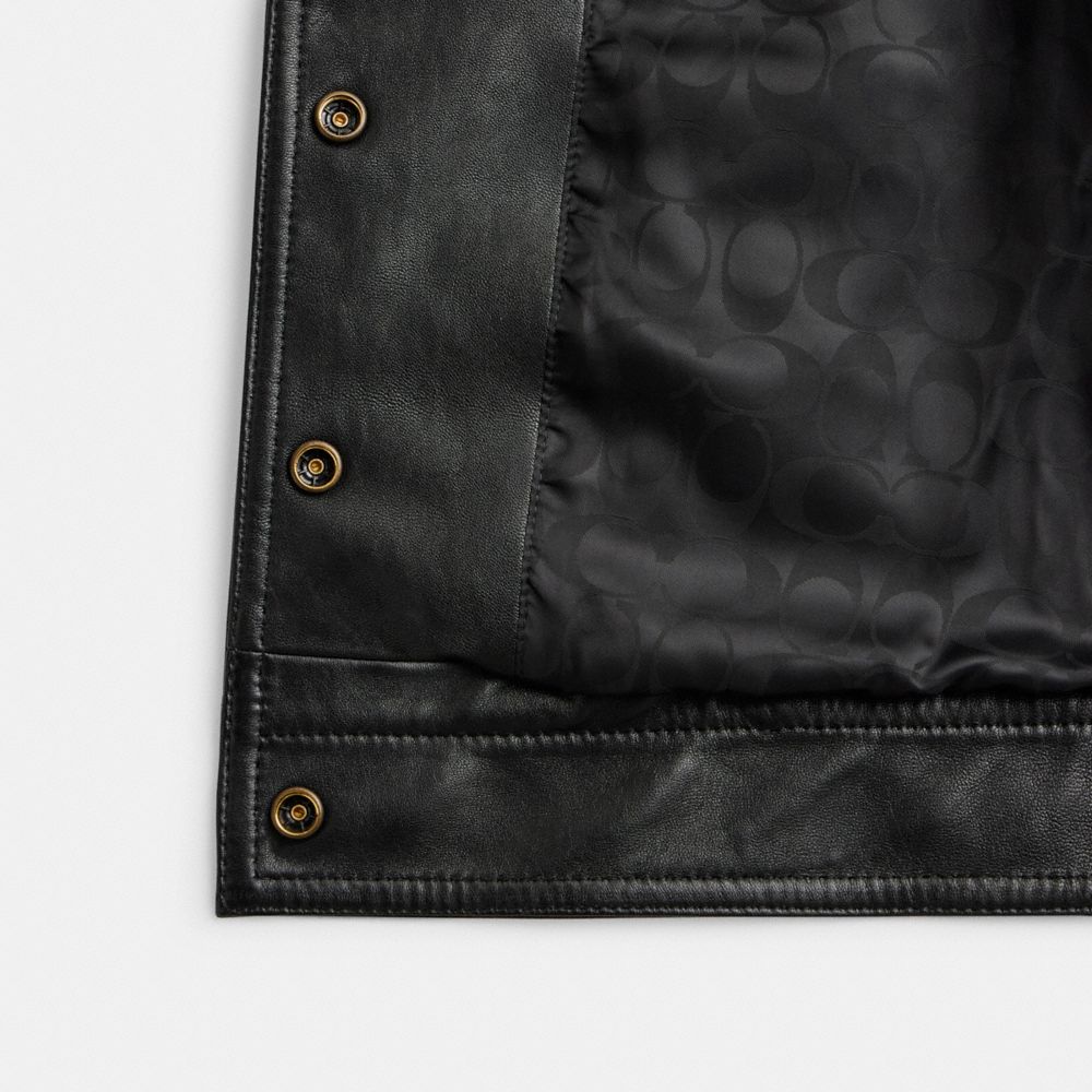 Coach Snap Front Shrunken Jacket In Black
