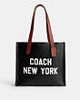 COACH®,RELAY TOTE 34 WITH COACH GRAPHIC,Polished Pebble Leather,Large,New York,Front View