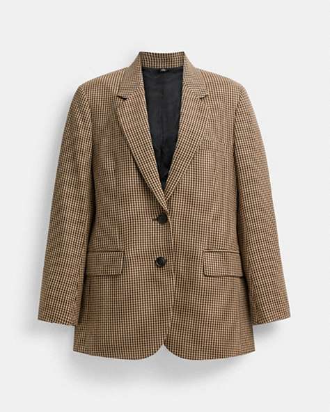 COACH®,RELAXED BLAZER,Runway,Brown/White,Front View