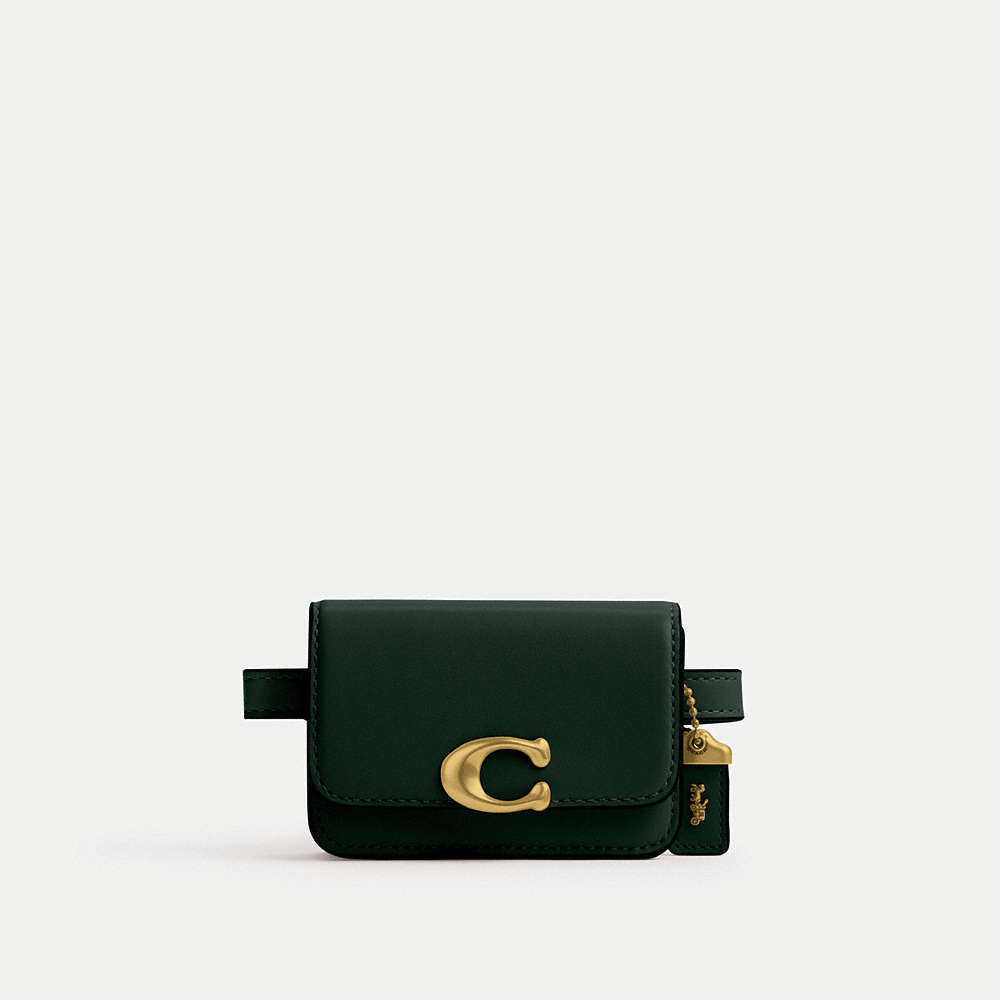 Coach Bandit Card Case Belt Bag In Brass/amazon Green