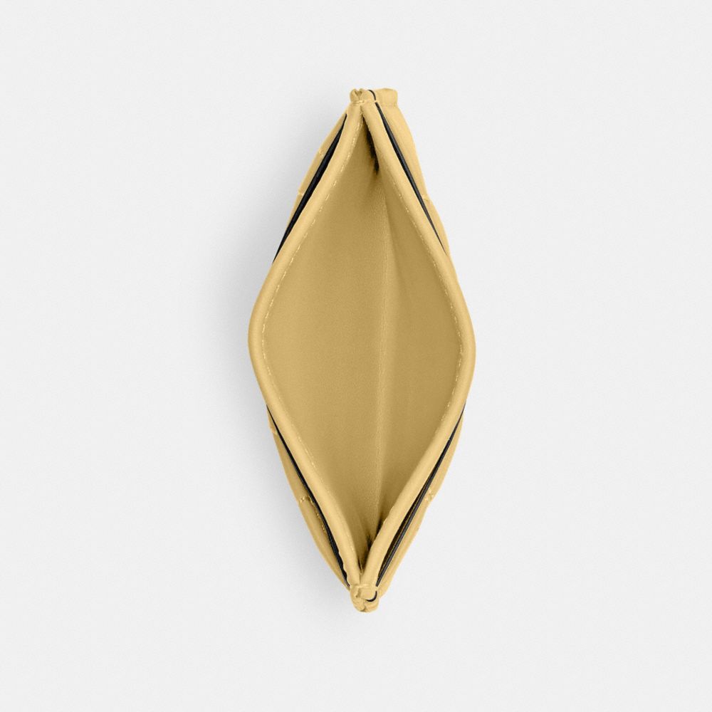 COACH®,Essential Card Case With Pillow Quilting,Leather,Card Case,Metal,Logo,Casual,Beige,Inside View,Top View