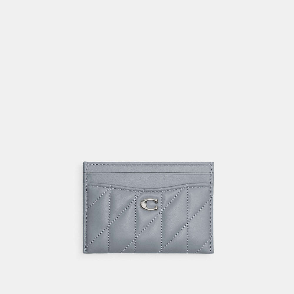 Coach Card Case With Pillow Quilting In Silver/grey Blue