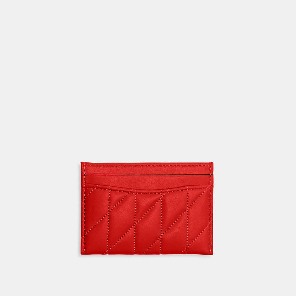 Shop Coach Essential Card Case With Pillow Quilting In Silver/sport Red