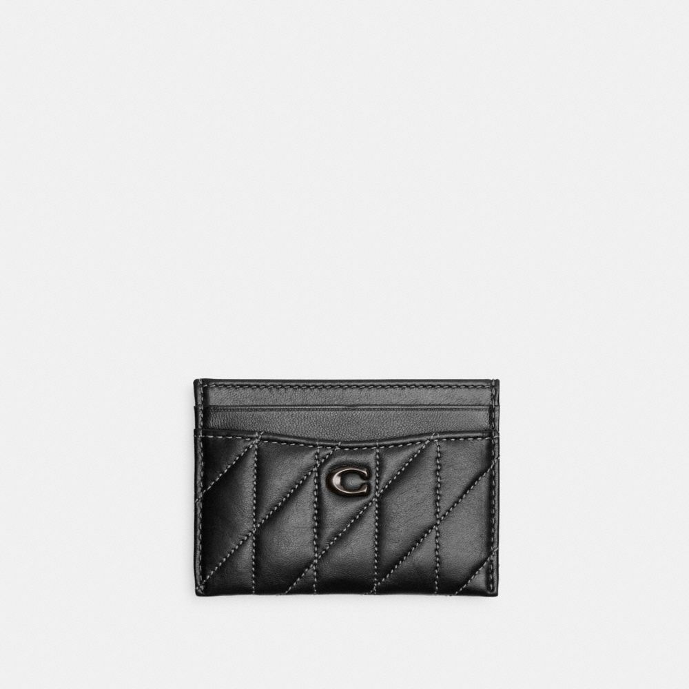 Coach Card Case With Pillow Quilting In Pewter/black