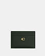 COACH®,ESSENTIAL CARD CASE,Polished Pebble Leather,Brass/Amazon Green,Front View