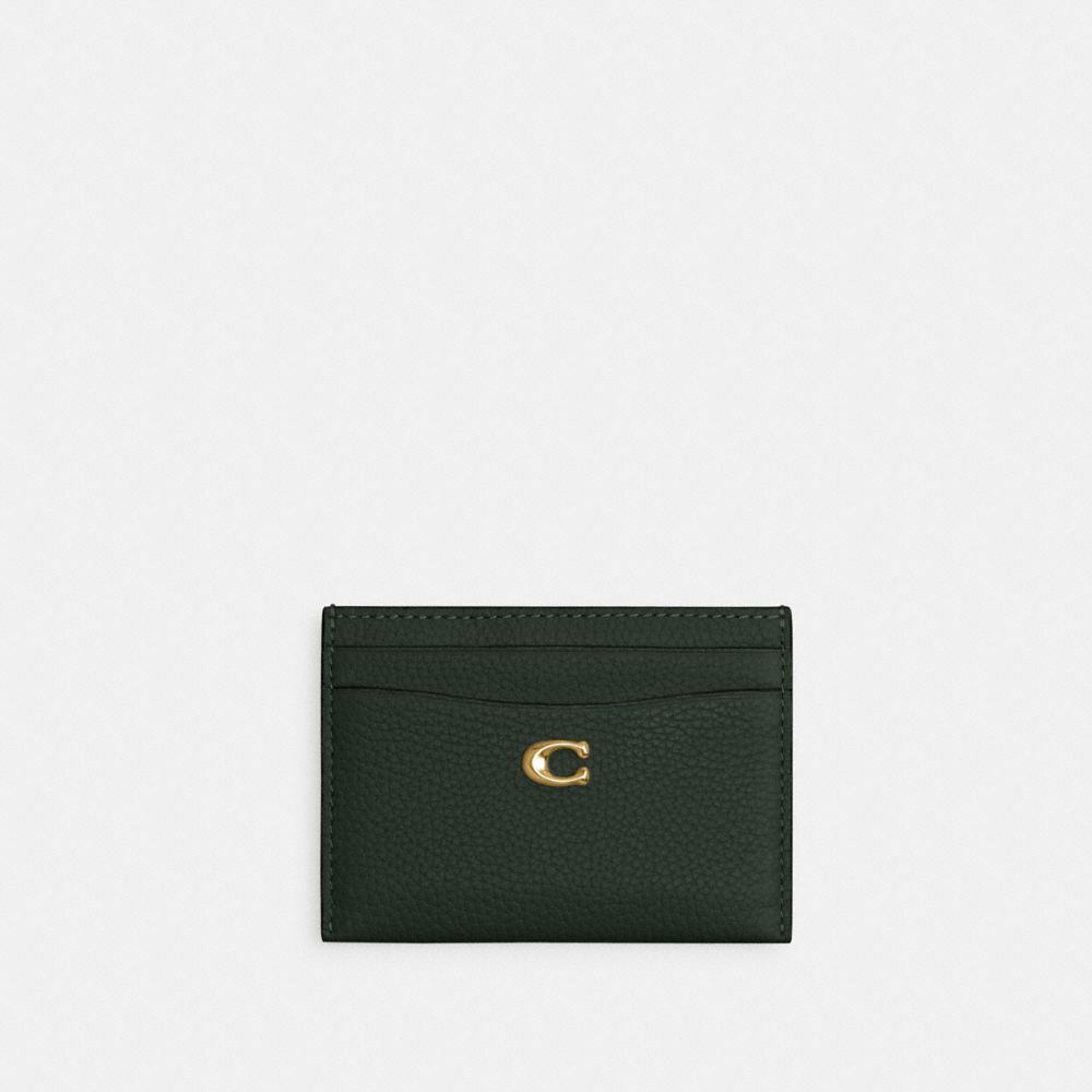 Coach Card Case In Brass/amazon Green