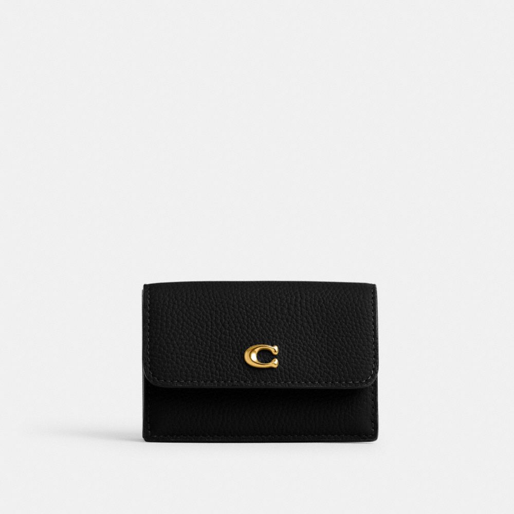 Coach Mini Trifold Wallet In Brass/black