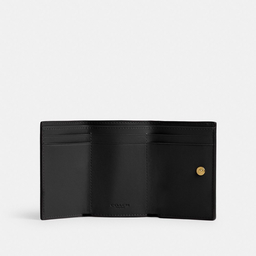 Shop Coach Essential Dreifach Faltbares Mini-portemonnaie In Brass/black