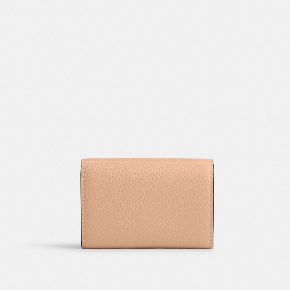 Shop Coach Essential Mini Trifold Wallet In Silver/buff