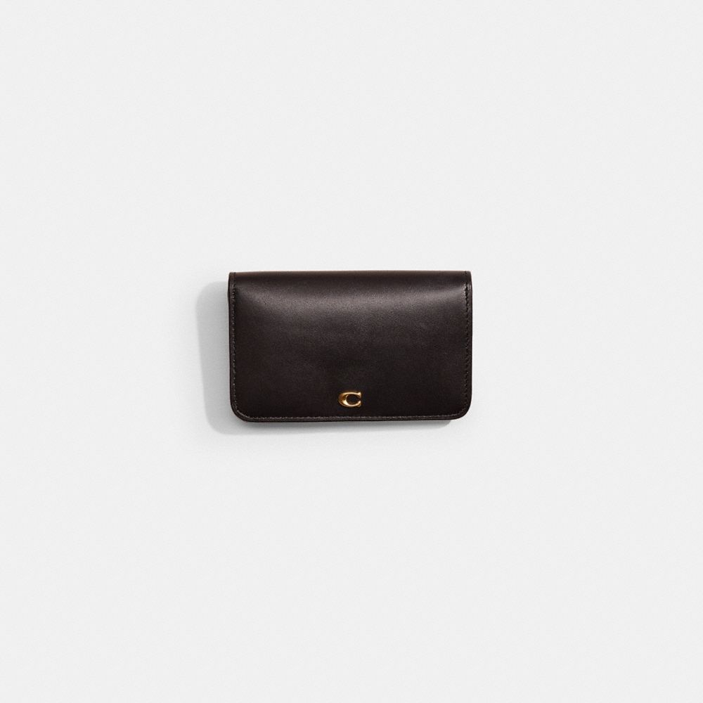 Coach Restored Slim Card Case In Brass/black