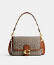COACH®,SOFT TABBY SHOULDER BAG IN MICRO SIGNATURE JACQUARD,Signature Jacquard,Small,Brass/Cocoa Burnished Amb,Front View