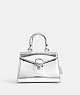 COACH®,SAMMY TOP HANDLE 21,Metallic Leather,Small,Shine,Silver/Silver,Front View
