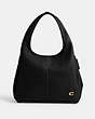 COACH®,LANA SHOULDER BAG,Polished Pebble Leather,Extra Large,Brass/Black,Front View