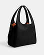 COACH®,LANA SHOULDER BAG,Polished Pebble Leather,Extra Large,Brass/Black,Angle View
