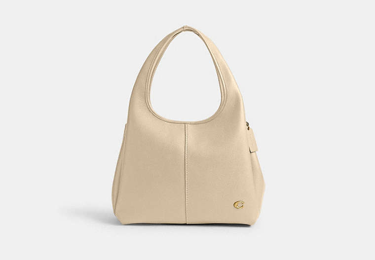 COACH®,LANA SHOULDER BAG,Polished Pebble Leather,Extra Large,Brass/Ivory,Front View