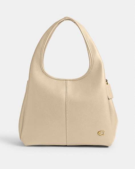 COACH®,LANA SHOULDER BAG,Polished Pebble Leather,Extra Large,Brass/Ivory,Front View