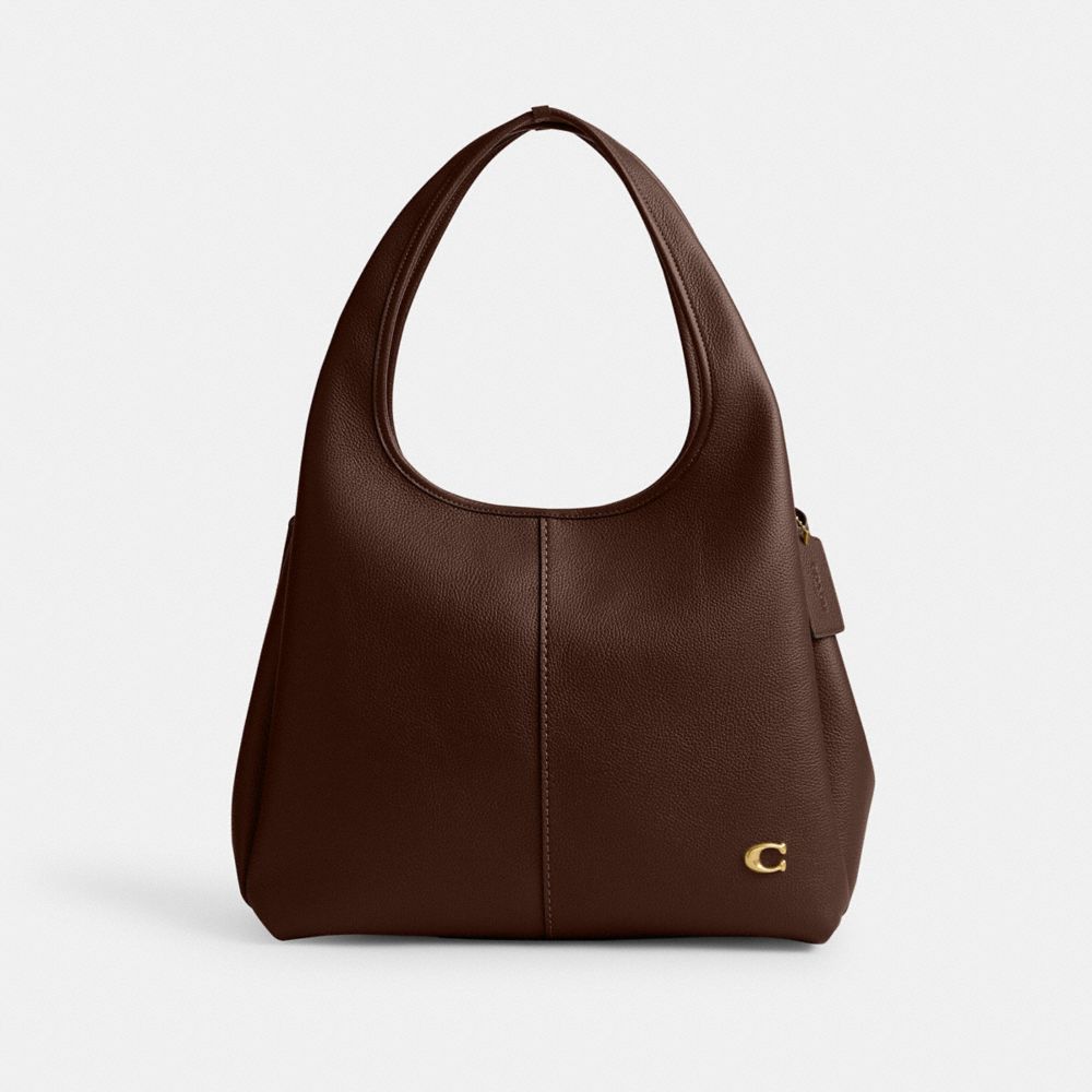 COACH®,Lana Shoulder Bag,Leather,Shoulder Bag,Logo,Metal,Casual,Brown,Front View