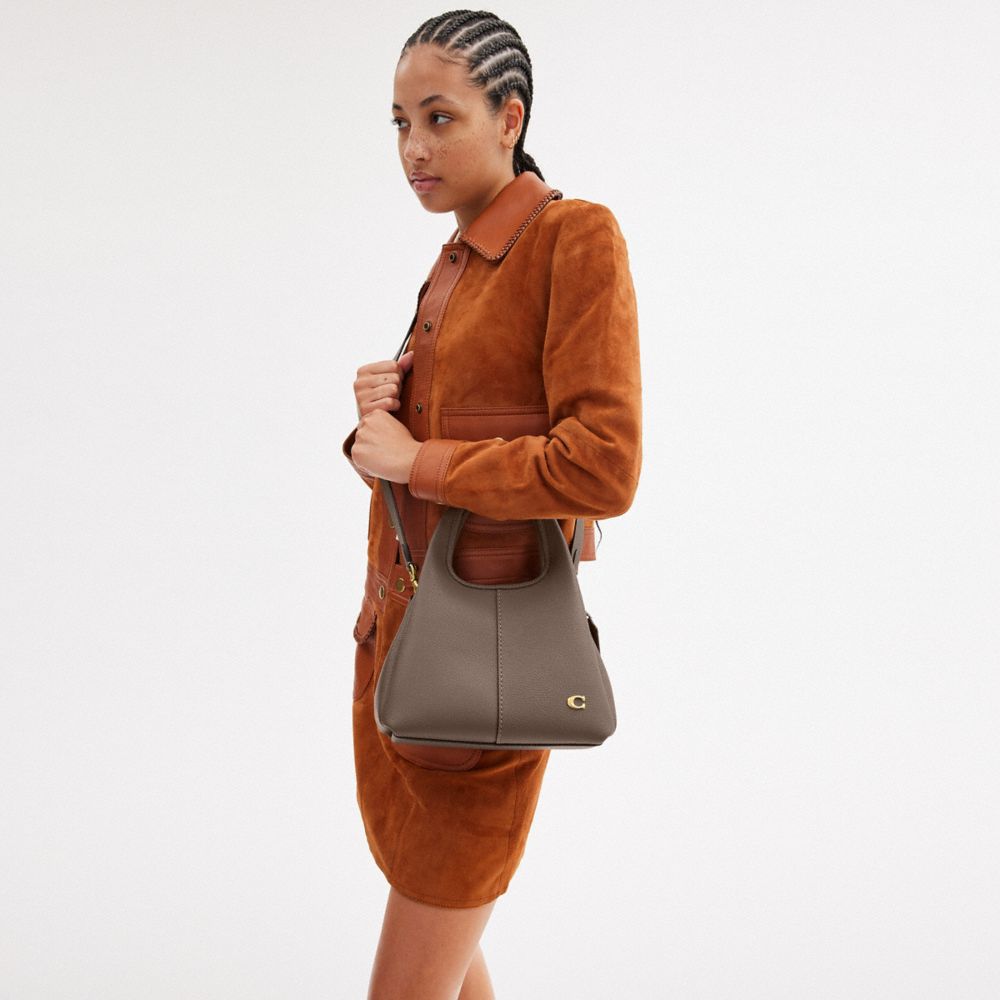 Coach Polished Pebble Leather Lana Shoulder Bag, Dark Stone: Handbags