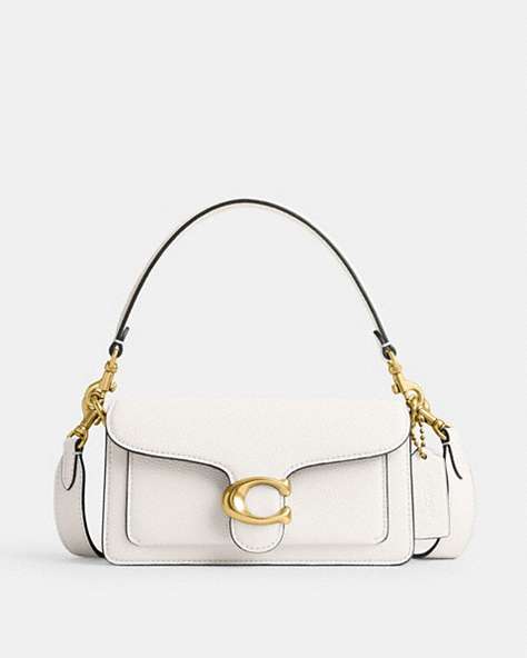 COACH®,TABBY SHOULDER BAG 20,Polished Pebble Leather,Mini,Brass/Chalk,Front View