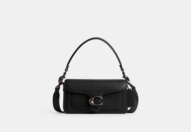 COACH®,TABBY SHOULDER BAG 20,Polished Pebble Leather,Mini,Pewter/Black,Front View