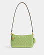 COACH®,PENN SHOULDER BAG IN SIGNATURE LEATHER,Mini,Brass/Green,Front View