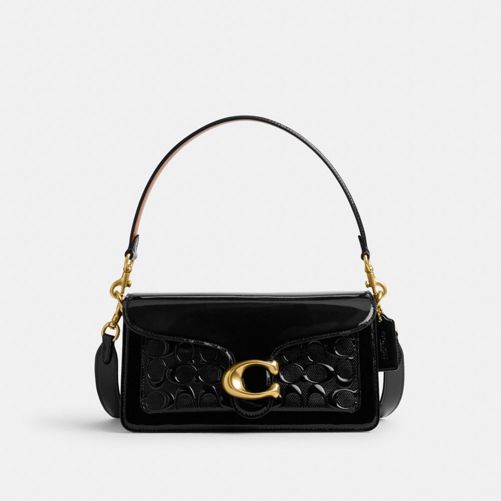 Coach Tabby Shoulder Bag 26 In Signature Leather In Brass/black