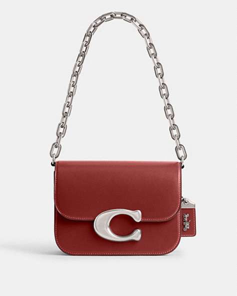 COACH®,IDOL BAG,Small,Silver/Enamel Red,Front View