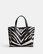 COACH®,WILLOW TOTE 24 WITH ZEBRA PRINT,Refined Calf Leather,Medium,Animal Print,Silver/Zebra,Front View