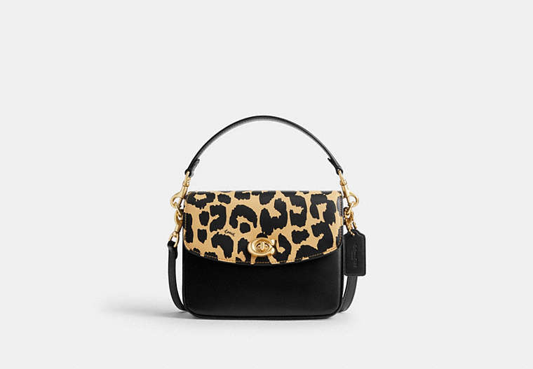 COACH®,CASSIE CROSSBODY 19 WITH LEOPARD PRINT,Refined Calf Leather,Small,Animal Print,Brass/Leopard Multi,Front View