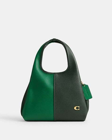 COACH®,LANA 23 IN COLORBLOCK,Polished Pebble Leather,Large,Brass/Amazon Green Multi,Front View