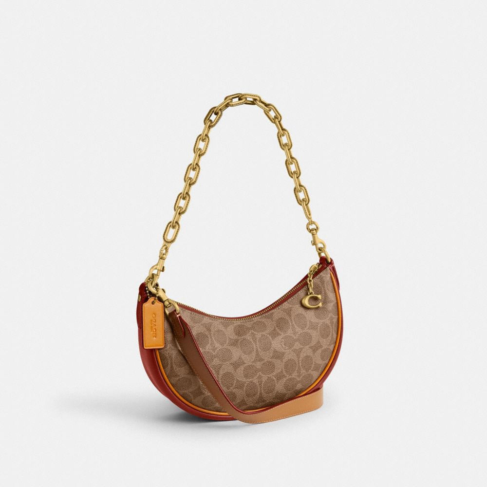 Shop Coach Mira Schultertasche Aus Signature-canvas In Brass/tan/rust